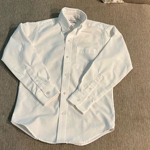 Youth white button down long sleeves shirt